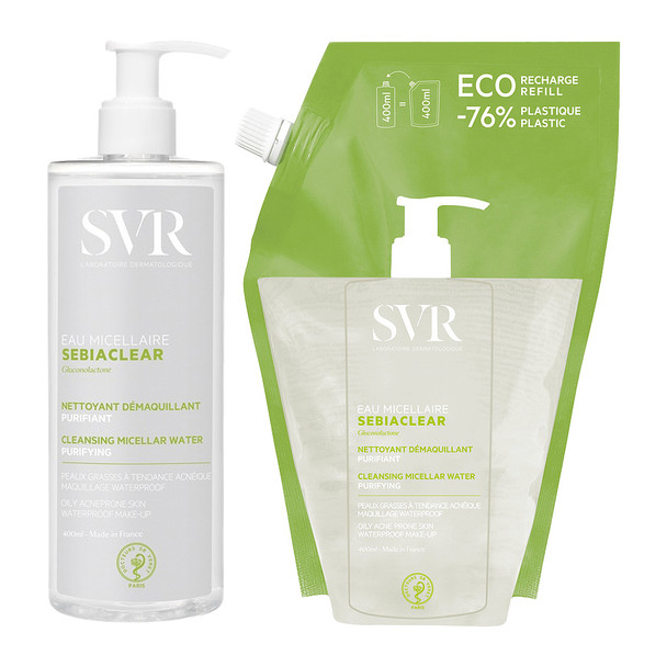 SVR Sebiaclear Micellar Water 400ml + Refill Pack