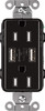 CAR-15-UBTR-BL  Lutron Claro Usb Type A 2.0 Duplex Receptacle, 15 Amp, Black