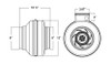VTX800L Atmosphere Inline Fans 8" BlowerFan-Centrifugal, 602CFM@.2"sp Line Drawing