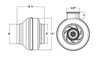 VTX800 Atmosphere Inline Fans 8" BlowerFan-Centrifugal, 681CFM@.2"sp Line Drawing