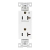 6352CHW Commercial Duplex Receptacle, Controlled, Half control, #14-10 AWG, 20A, 125V, Two-pole, Three-wire