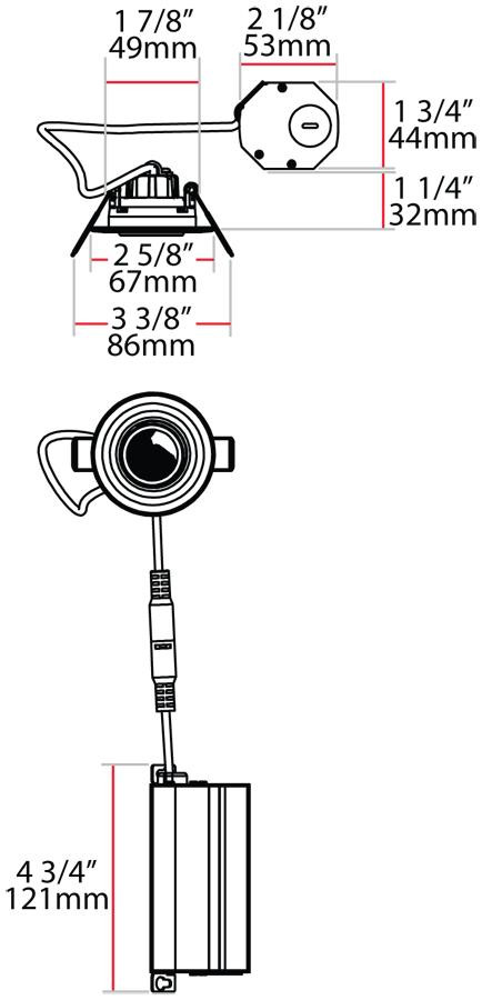 G2R5940120W Downlights 436 Lumens Dl Gimbal 2' Round 5W 90CRI 4000K 120V Line Drawing