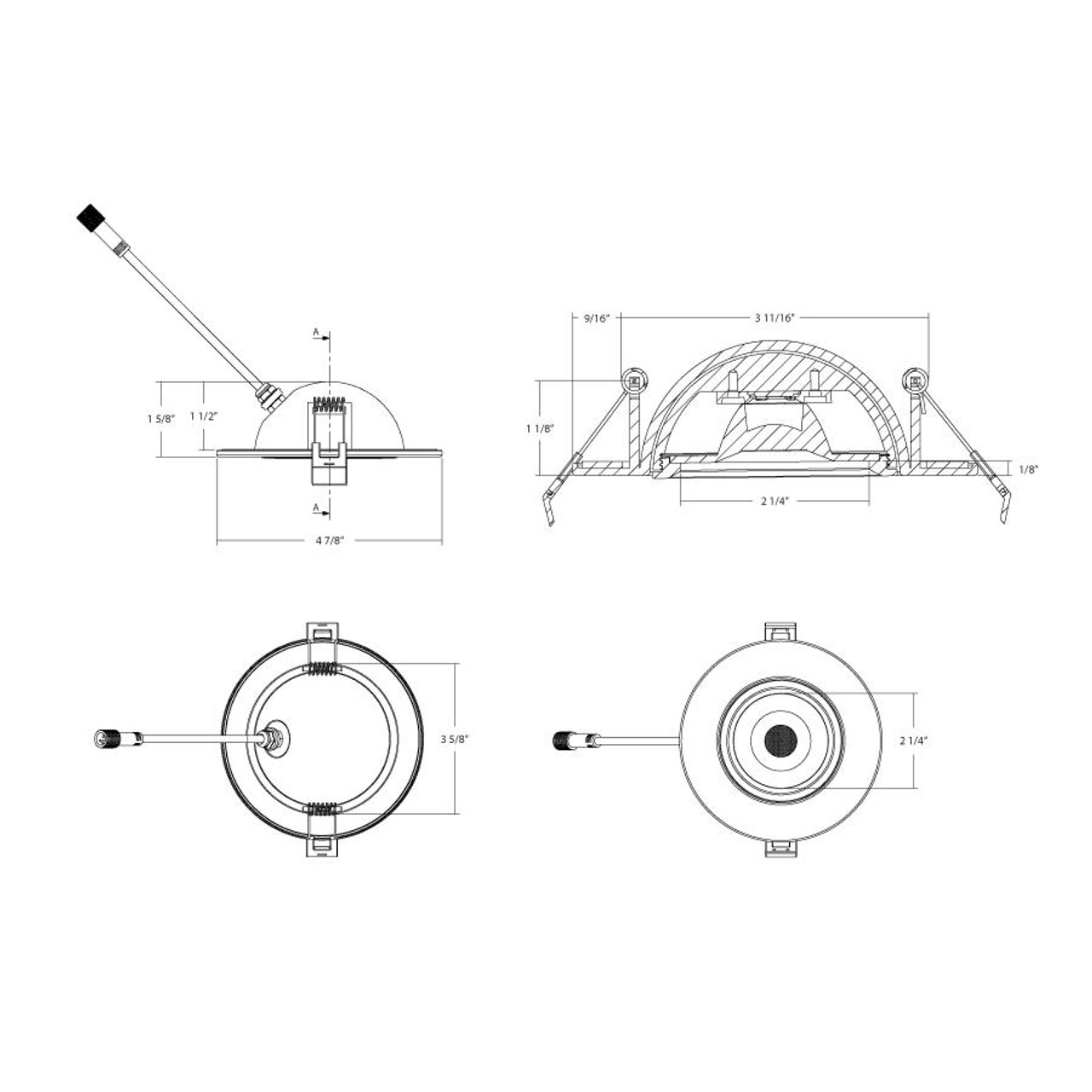 GF4 4" Recessed Floating Gimbal 12W 850LM 90 CRI 5CCT Triac 120V