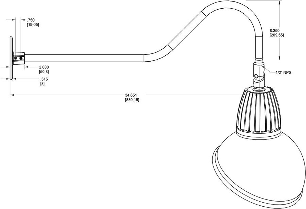 GN2LED26NSADB Decorative 839 Lumens Gooseneck 26W 4000K 35 Inches Arm