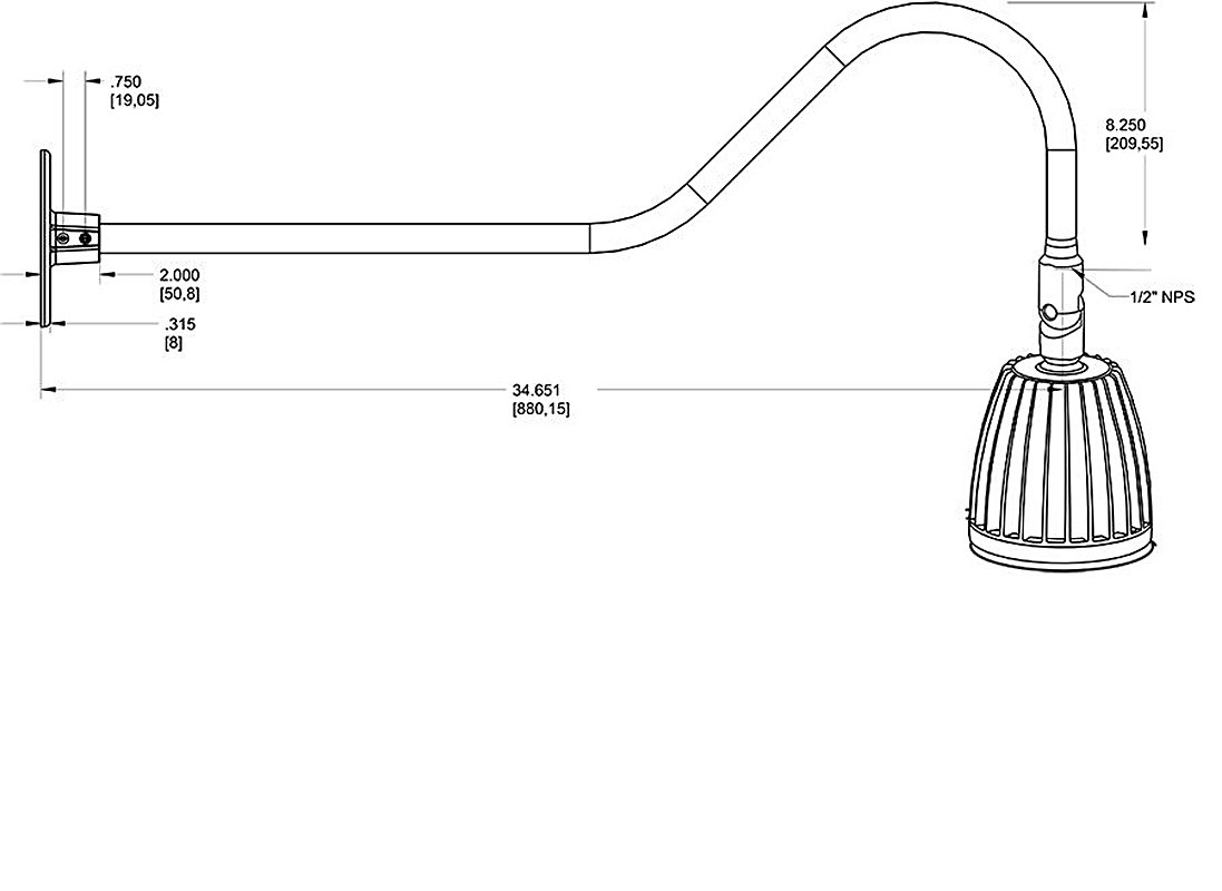 GN2LED26NSW Decorative 1755 Lumens Gooseneck 26W 4000K 35 Inches Arm 15 Inches