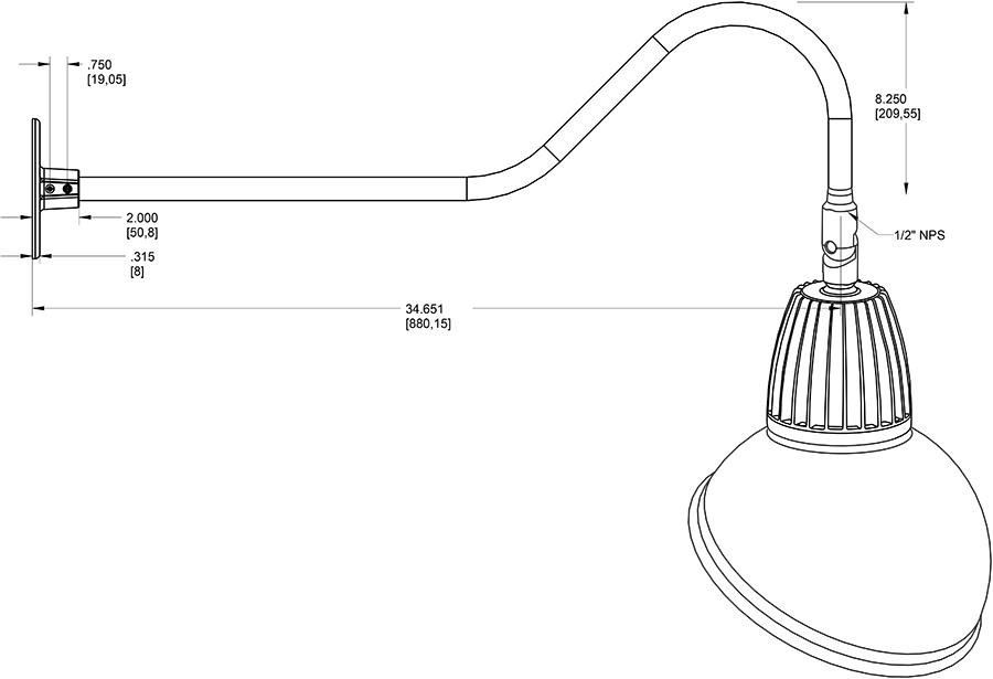 GN2LED26YAD11B Decorative 809 Lumens Gooseneck 26W 3000K 35 Inches Arm