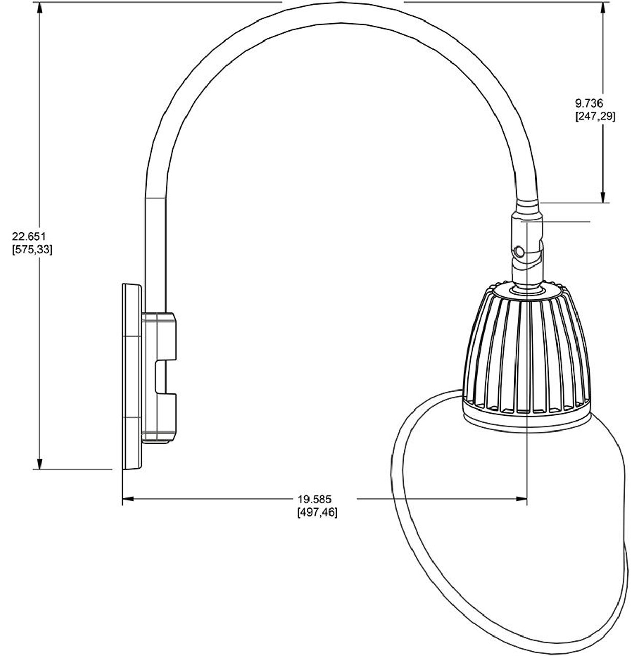 GN4LED13YRACB Decorative 344 Lumens Gooseneck 13W 3000K 20 Inches High