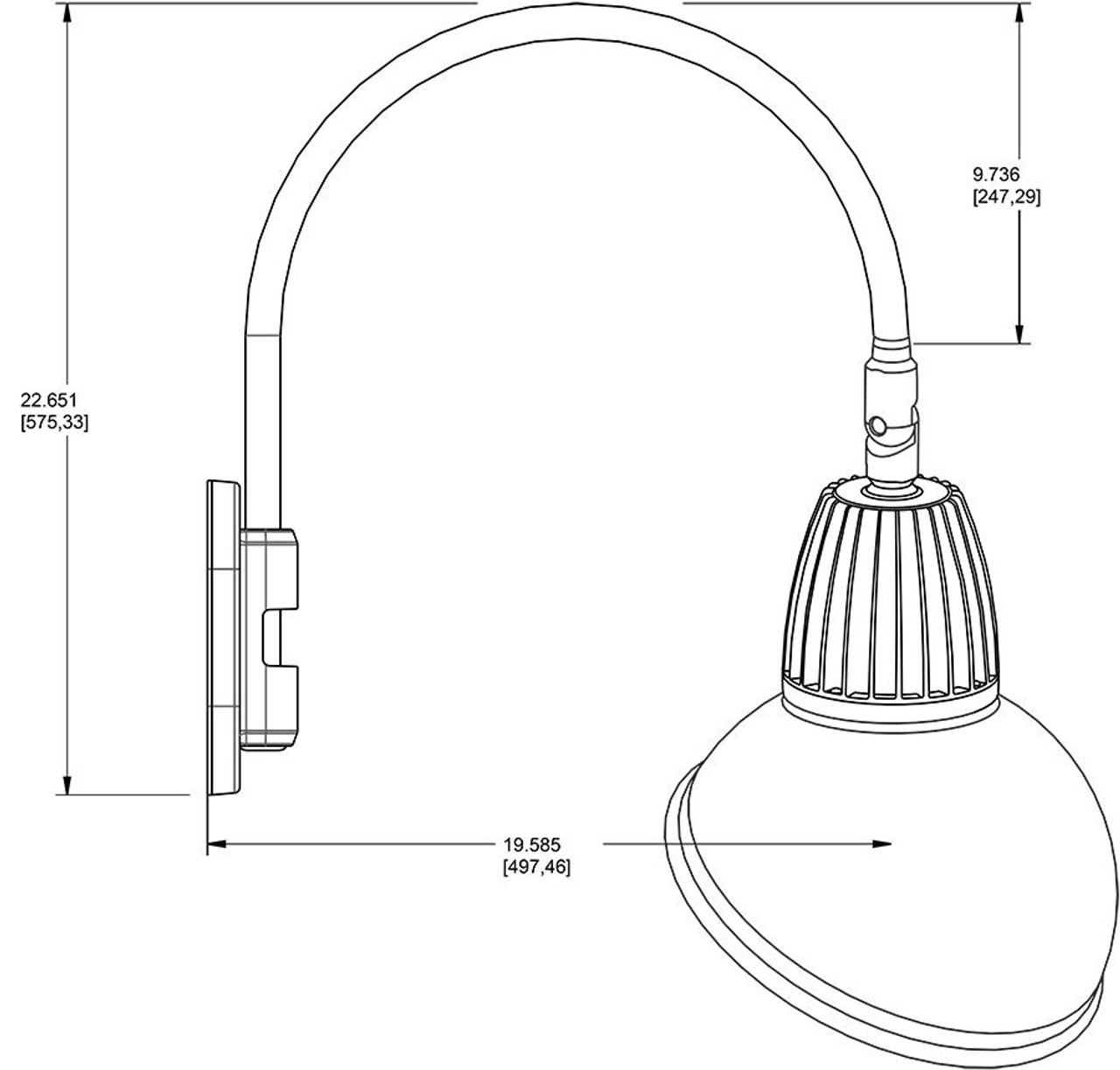 GN4LED13YRAD11B Decorative 329 Lumens Gooseneck 13W 3000K 20 Inches High