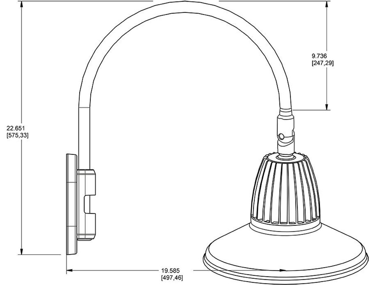 GN4LED26NST11B Decorative 1319 Lumens Gooseneck 26W 4000K 20 Inches High