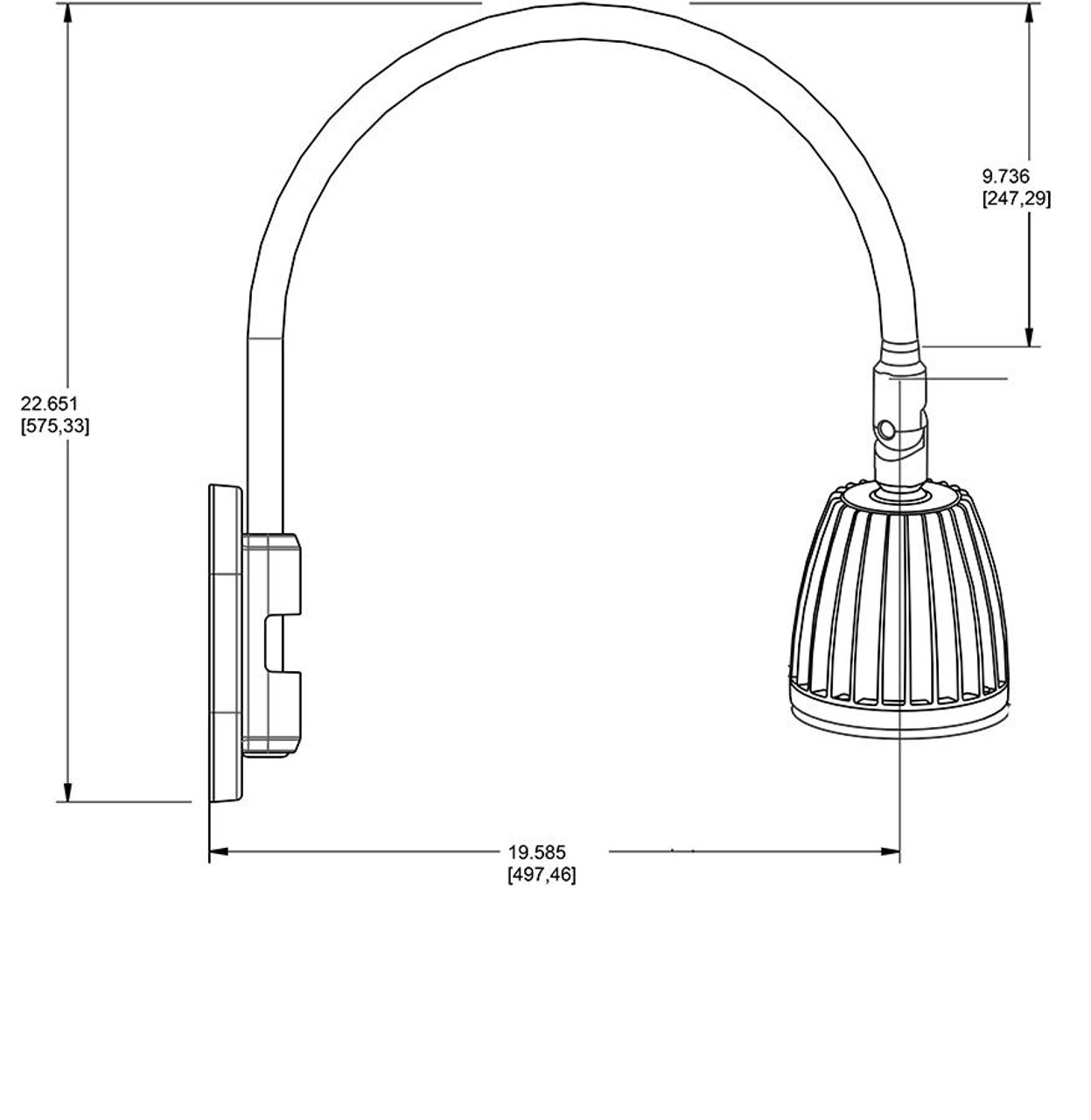 GN4LED26YSW Decorative 1312 Lumens Gooseneck 26W 3000K 20 Inches High