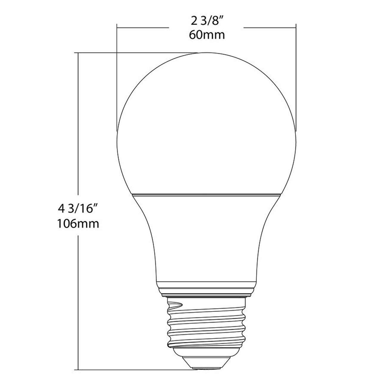 A19-10-E26-840-DIM 6PK A-line Bulbs 800 Lumens A19 10W Base E26 80CRI 4000K Dimmable