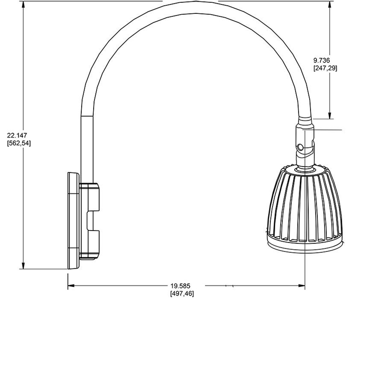 GN5LED13YSW Decorative 688 Lumens Gooseneck 13W 3000K Pole 20 Inches High