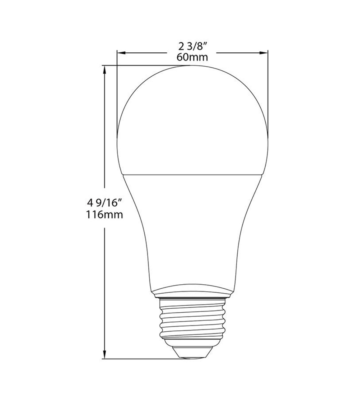 A19-15-E26-850-DIM A-line Bulbs 1680 Lumens LED A19 15.5W 100EQ E26 CRI80 5000K