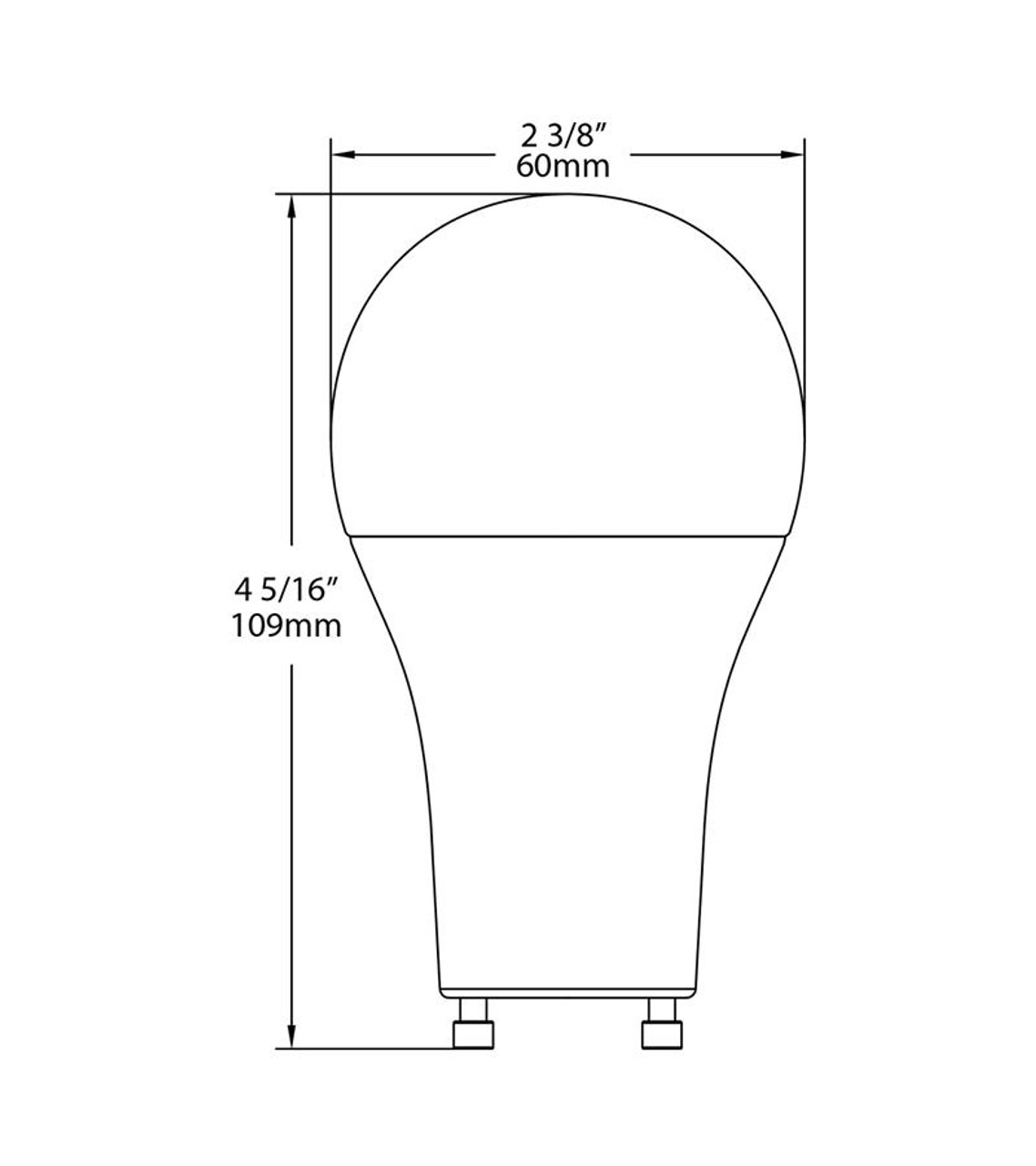 A19-9-GU24-830-DIM A-line Bulbs 800 Lumens LED A19 9.6W 60EQ GU24 CRI80 3000K Dimmable