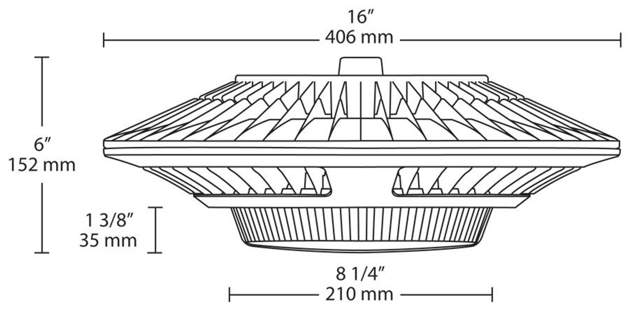 GPLED52YW/480/D10 Garage Lights 5871 Lumens Gpled 52W 3000K 0-10V Dimming 480V
