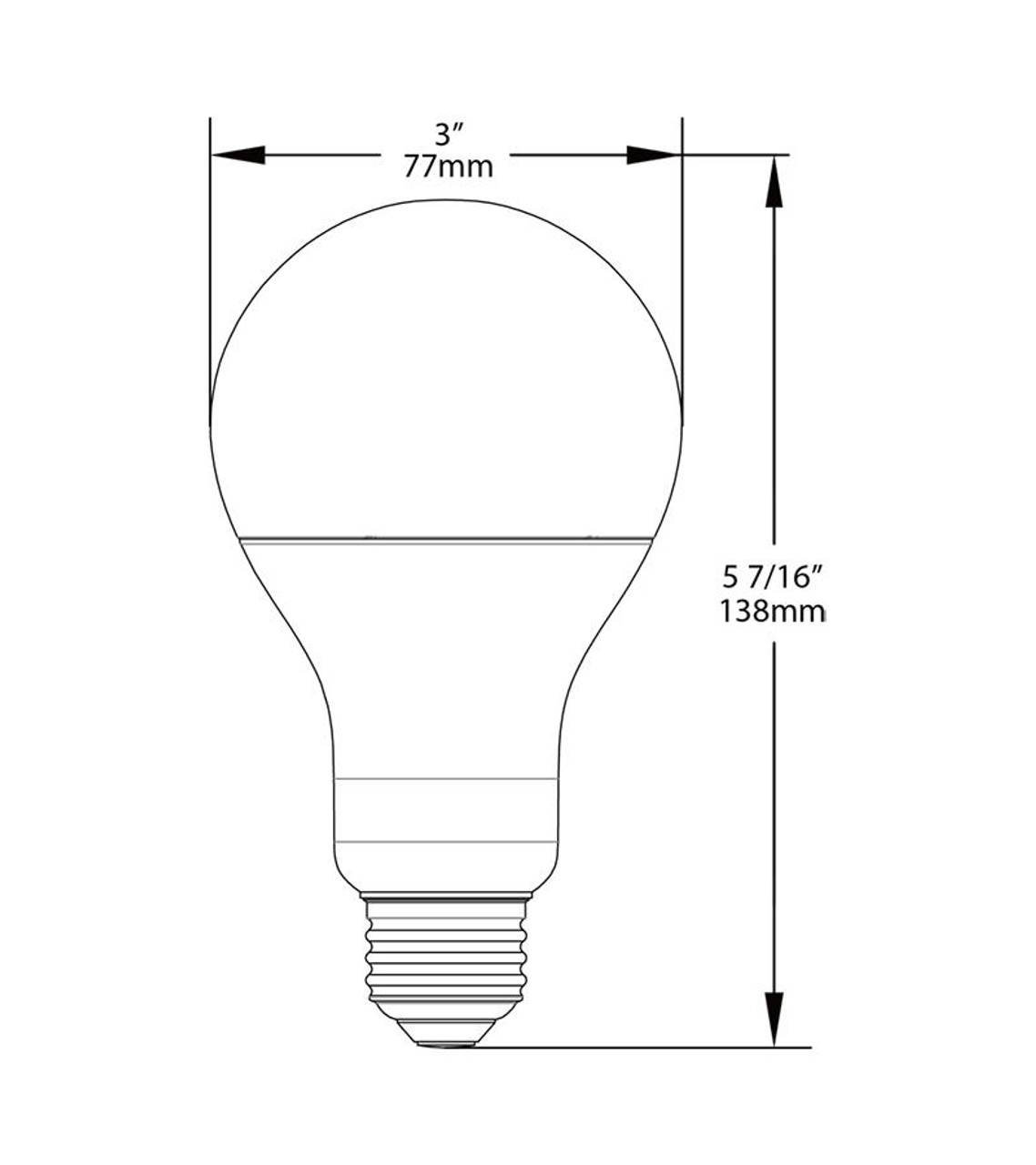 A21-17-E26-950-DIM A-line Bulbs 1600 Lumens LED A21 17W 100EQ E26 CRI90 5000K Dimmable