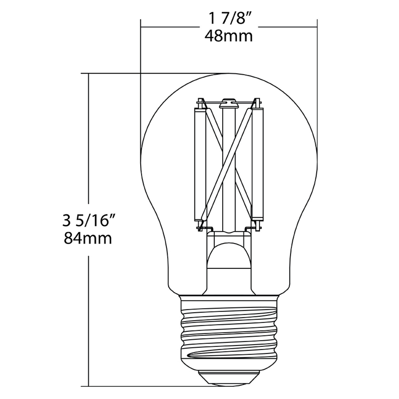 A15-5-E26-927-F-F Decorative 450 Lumens A15 5W Base E26 90CRI 2700K Filament Frosted