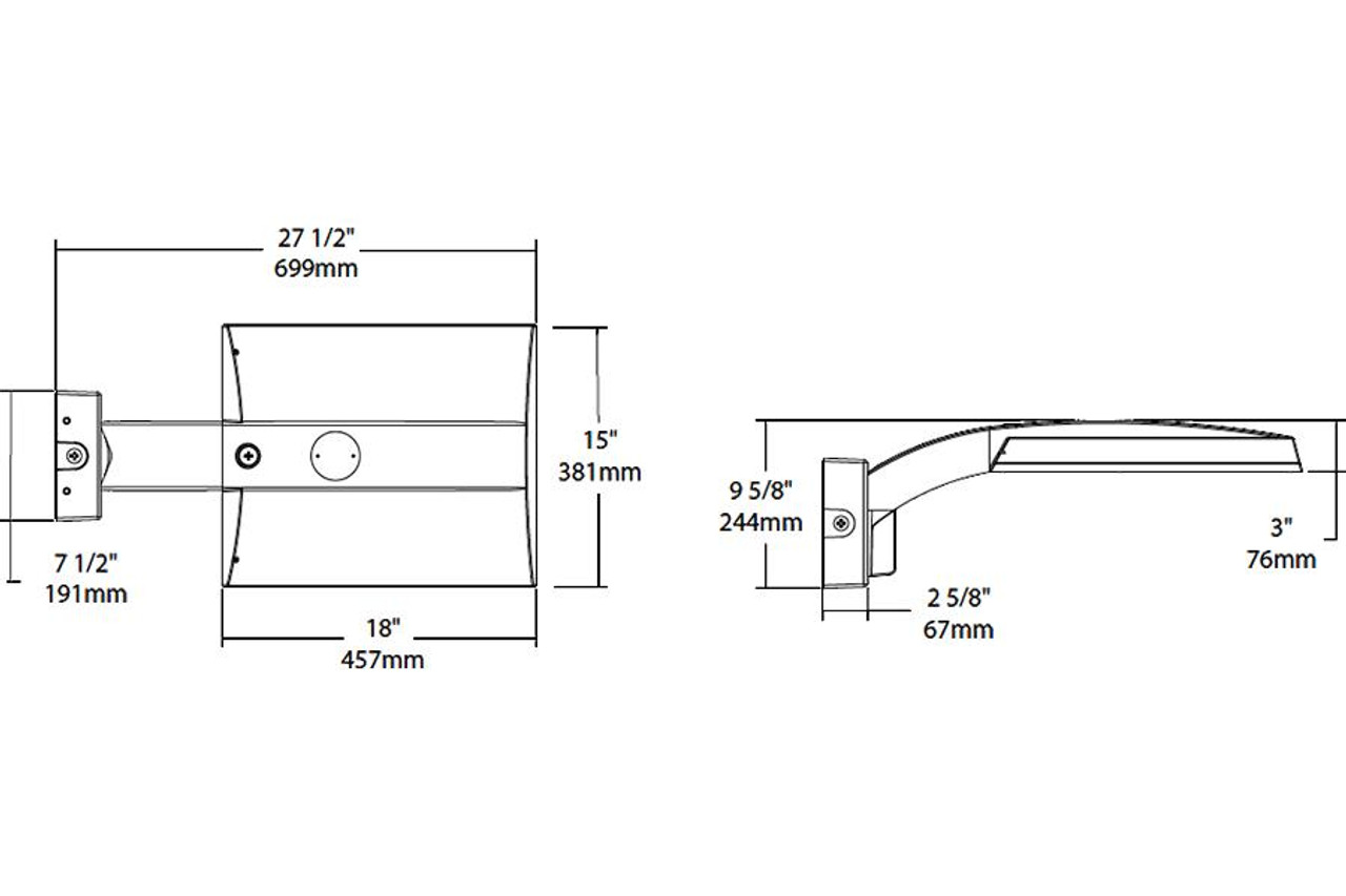 IVAT5S-75LWM730WU/WS2 Area Lights 7366 Lumens IVAT5S Type V Square 67W Wall Mount 70CRI