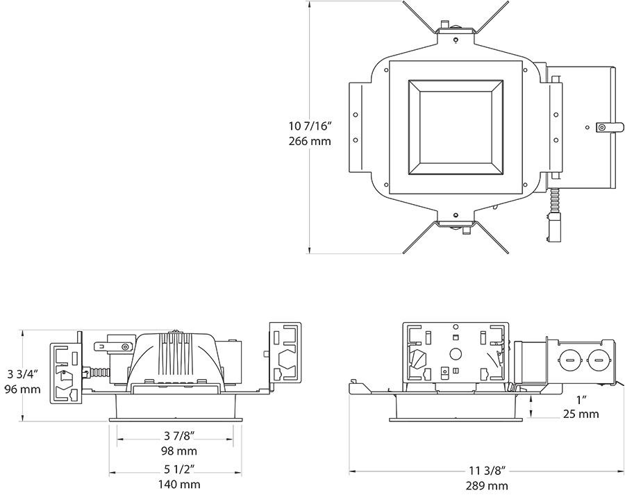 NDLED4SD-50YHC-W-S Recessed Downlights NDLED4SD 4 Inch Square Universal Dimming