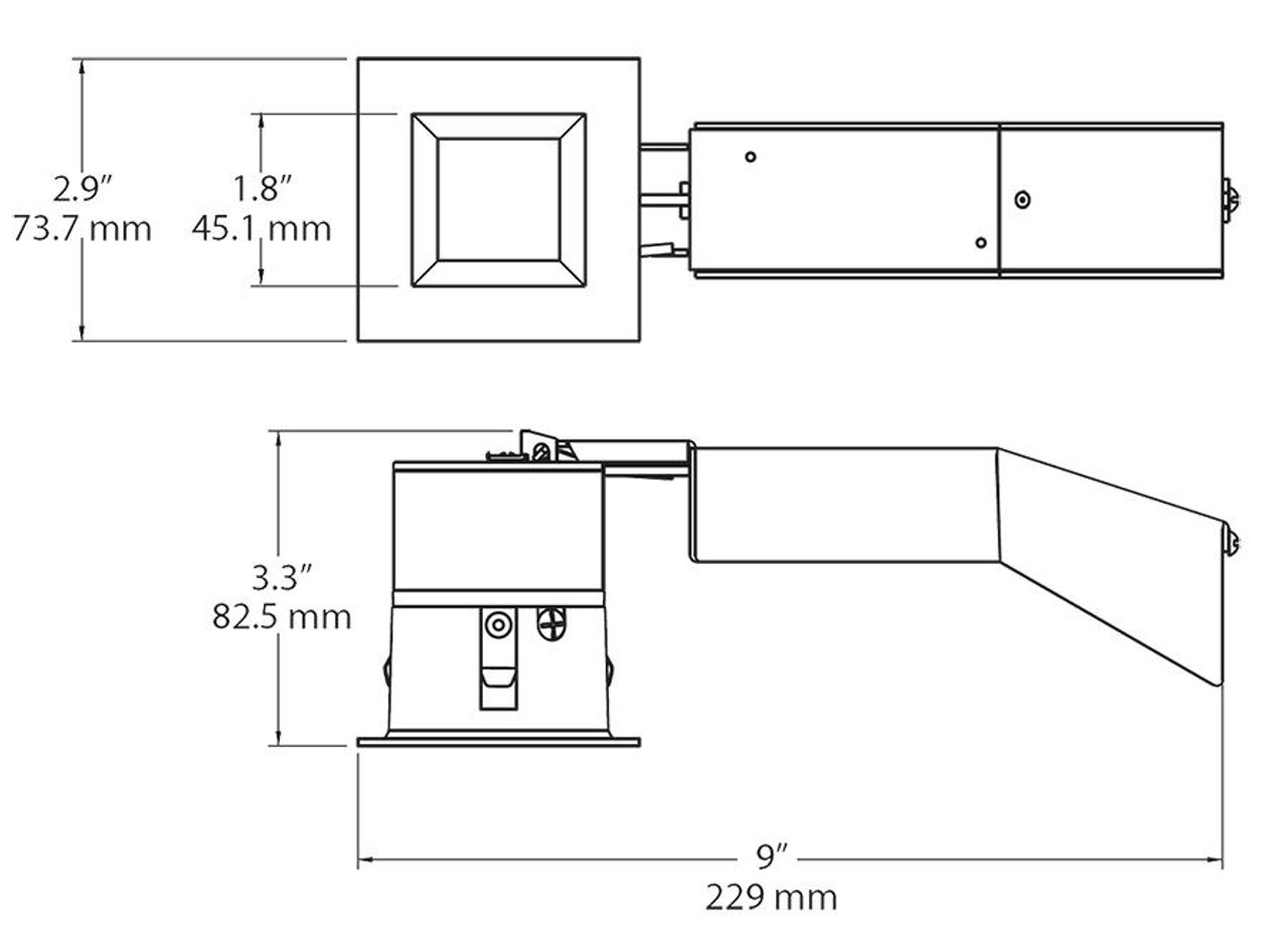 RDLED2S8-30YHC-TLS Recessed Downlights 566 Lumens RDLED2S8 2 Inch Square 8W 30 Degree