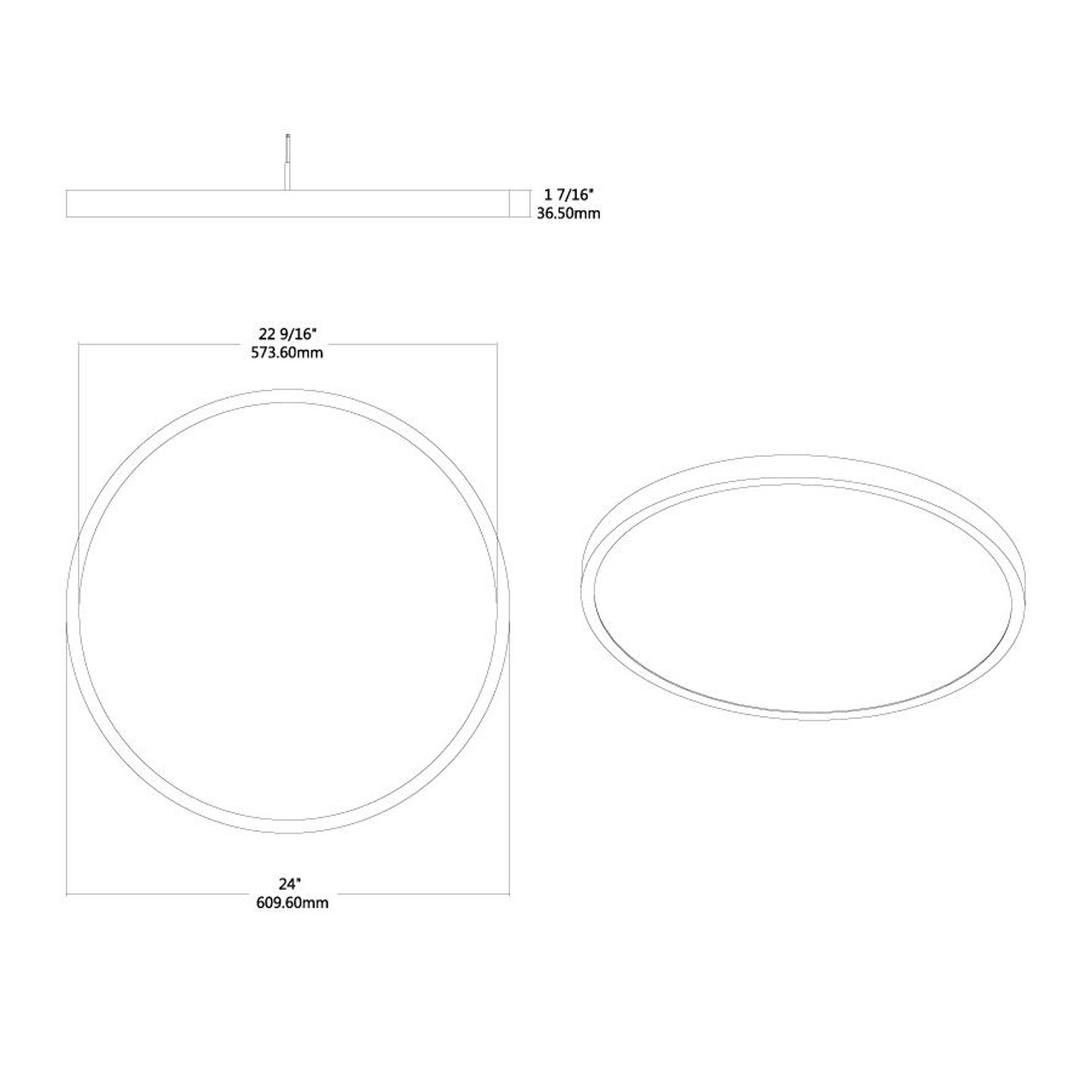 SUMO-R-24/D10 Slim Sumo Xl 24" Round 35W 2600LM CRI90 5CCT Unv 0-10V+TRIAC