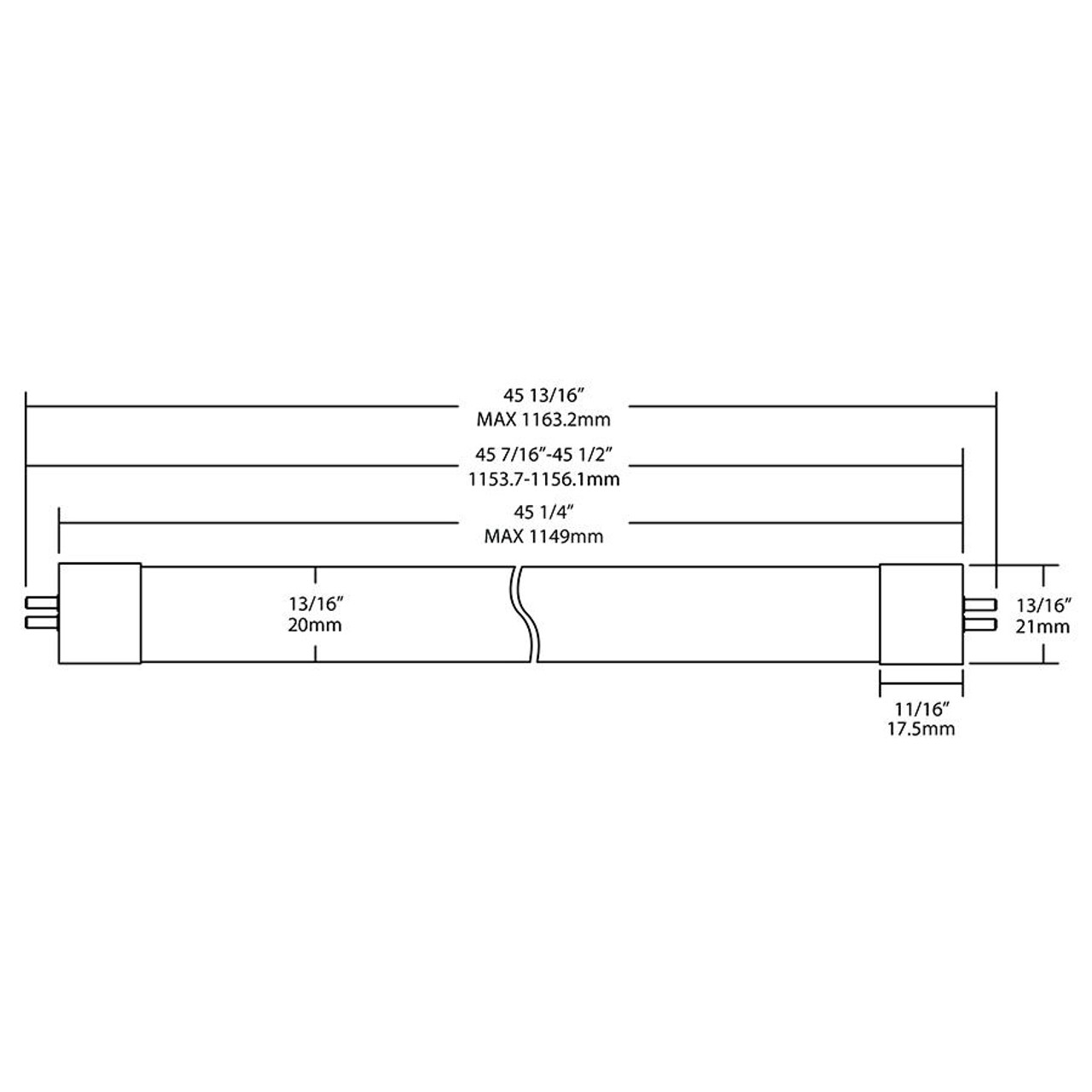 T5HE-13-48G-835-SD-BYP Linear Tubes 1750 Lumens T5HE 13W 4 Feet Glass 80CRI 3500K Single/double