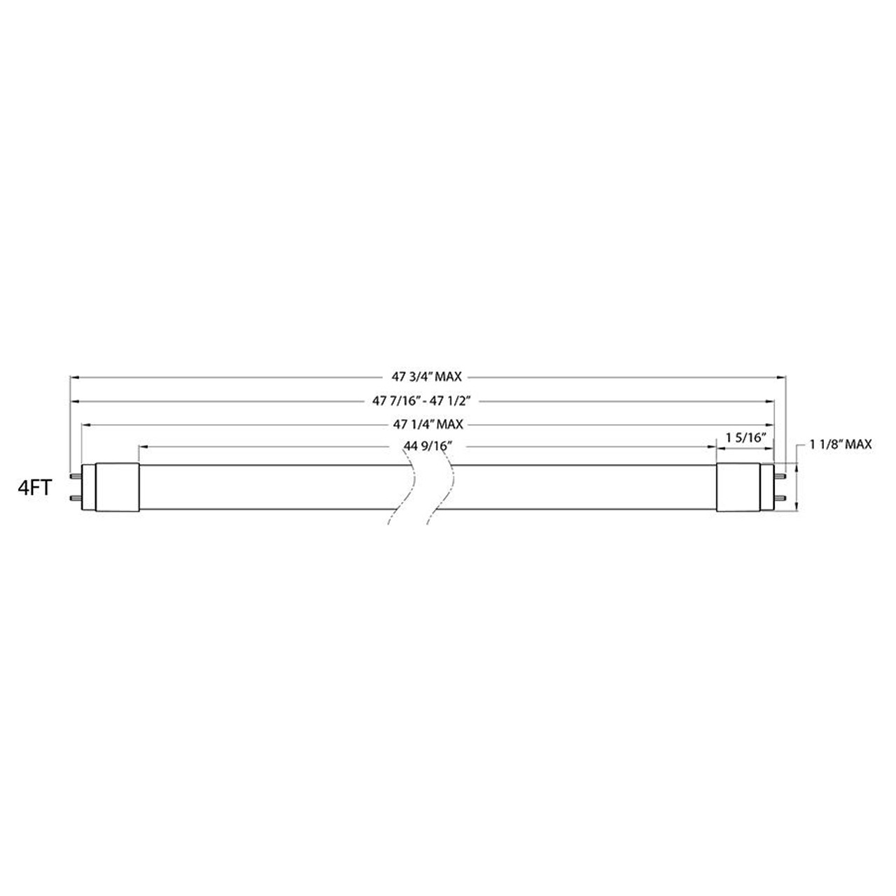 T8-11-48G-850-EXT Linear Tubes 1800 Lumens T8 11W 4 Feet Glass 80CRI 5000K Type