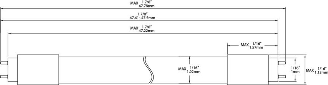 T8-12-48G-835-DIR-G2 Linear Tubes 1825 Lumens T8 12W 4 Feet Glass 80CRI 3500K Direct