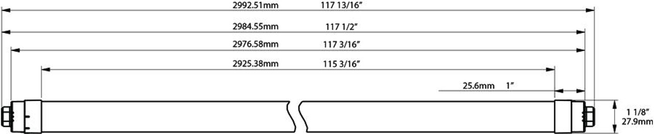 T8-47.5-120P2S-865-DE-BYP Linear Tubes 6500 Lumens T8 47.5W 10 Feet Plastic 2 Sided 80CRI