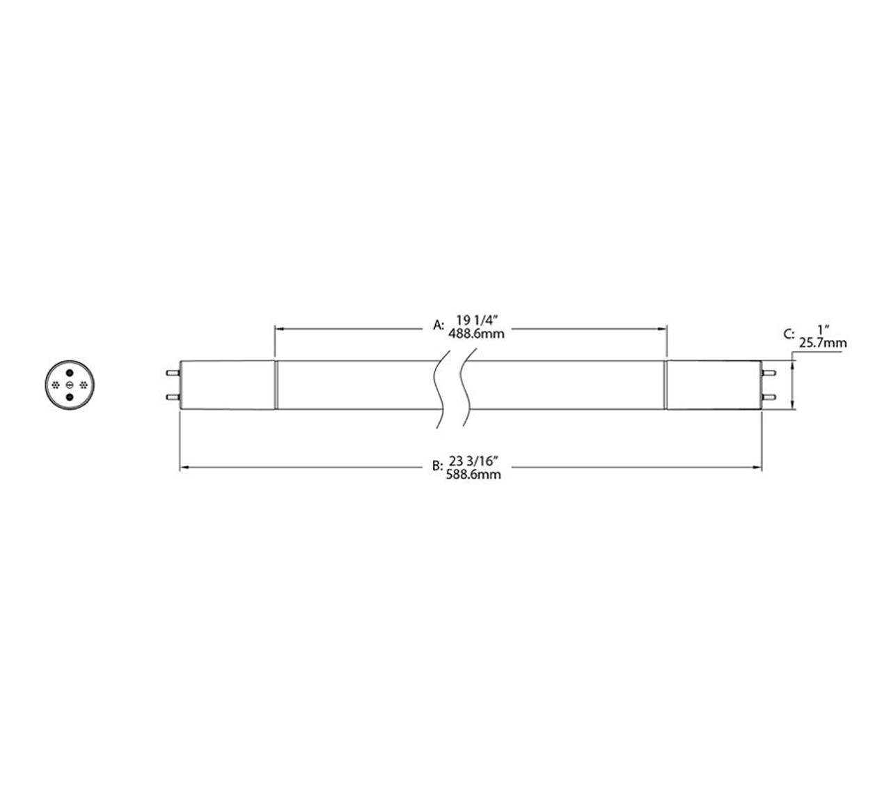 T8-9-24G-830-SD-BYP Linear Tubes 1100 Lumens T8 9W 2 Feet Glass 80CRI 3000K Single/double