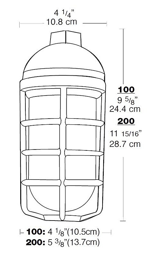 VP200DG-3/4 Vaporproof 200 Pendant 3/4 Inch With Glass Globe Cast Guard