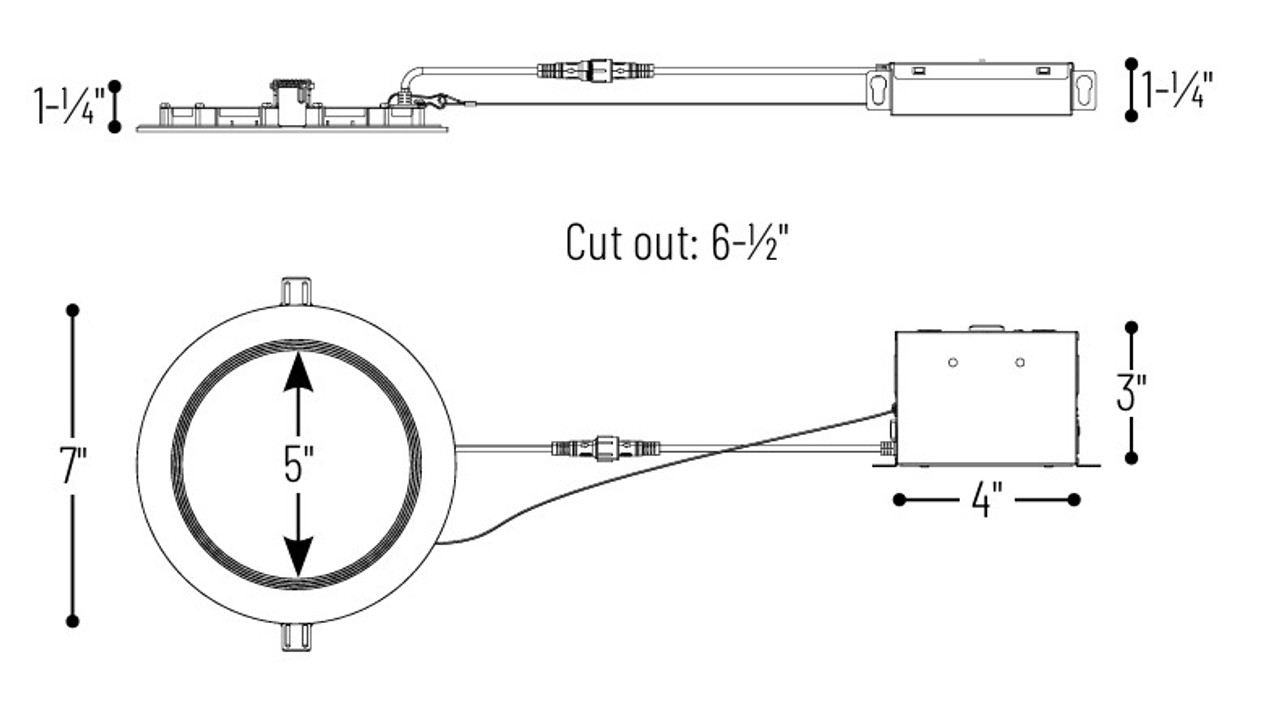NEFLINTW-R6MPWLE4 6" E-series Flin Round LED Downlight Selectable 5CCT Matte Powder Line Drawing