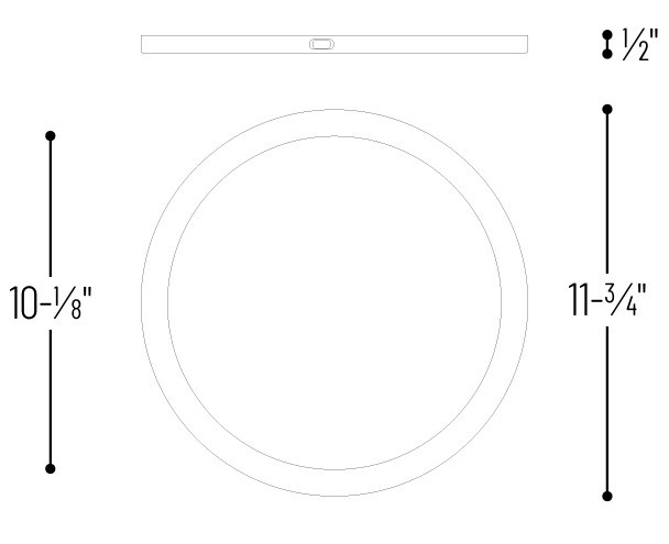 NELOCAC-11R30W 11" ELO Surface Mounted LED 1700LM / 24W 3000K 80+ CRI 120V TRIAC/ELV Line Drawing