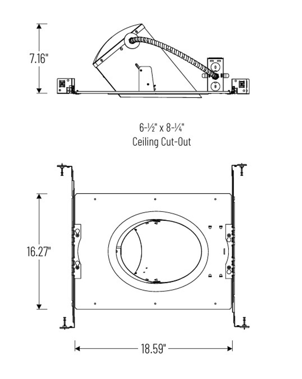 NHIC-928LMRAT 6" Super Sloped IC Air-tight LED Dedicated New Construction Housing Line Drawing