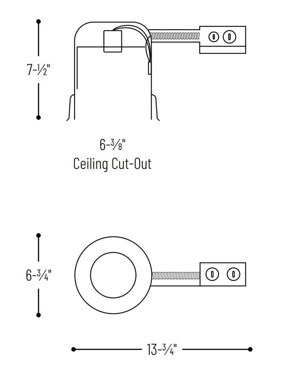 NHRIC-17QAT 6" Line Voltage IC AT Remodel Housing Line Drawing