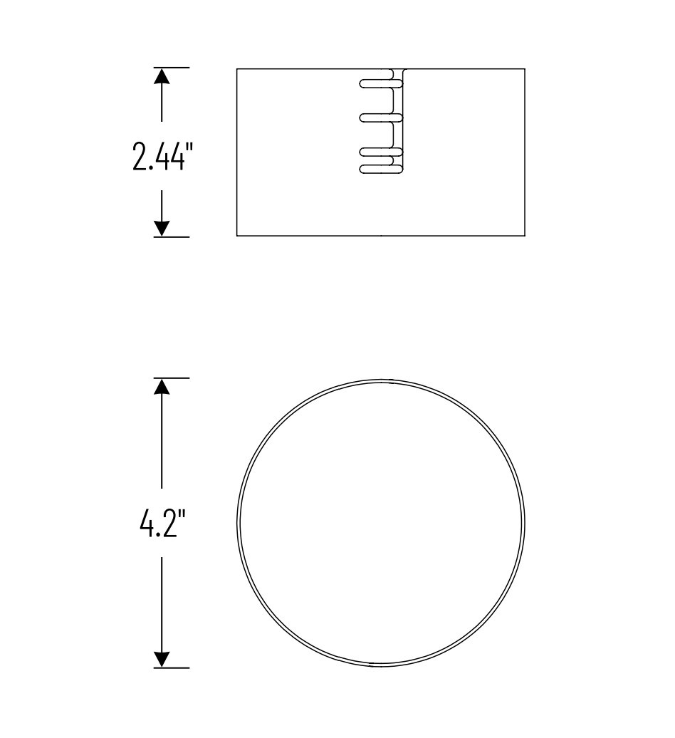 NIO-4EXTC2 2" Ceiling Extension Collar For 4" Iolite New Construction Housings Line Drawing