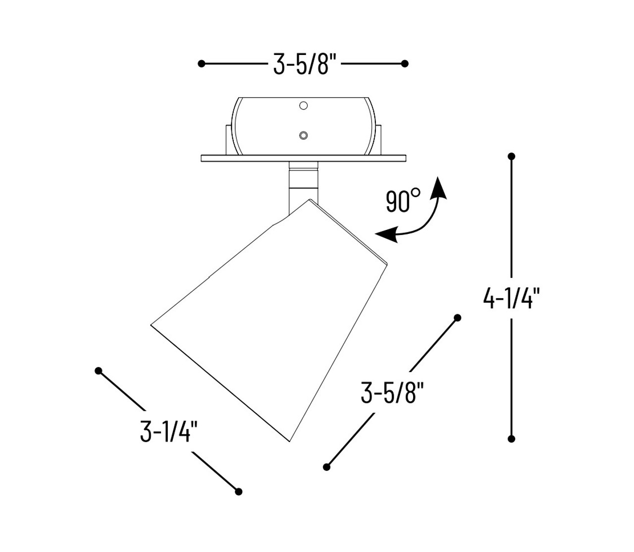 NIOP-2RTC27XMPW 2" Ipoint Monopoint Luminaire Round Cone 1200LM 2700K 90+CRI Line Drawing NIOP-2RTC27XMPW 2" Ipoint Monopoint Luminaire Round Cone 1200LM 2700K 90+CRI Line Drawing