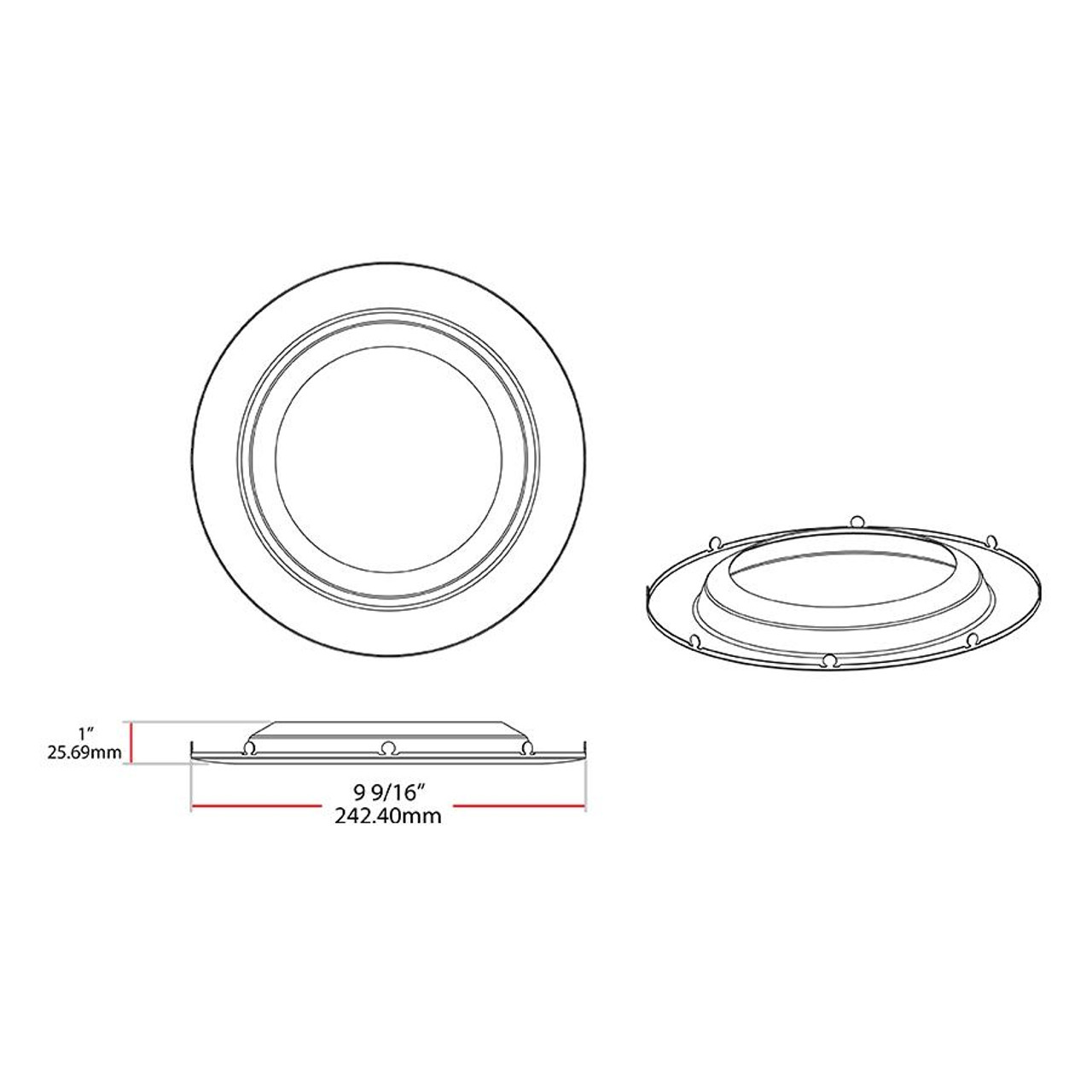 DLTRIM/C8R33S-B Recessed Downlights Commercial Trim 8 Inches 33W Round Smooth