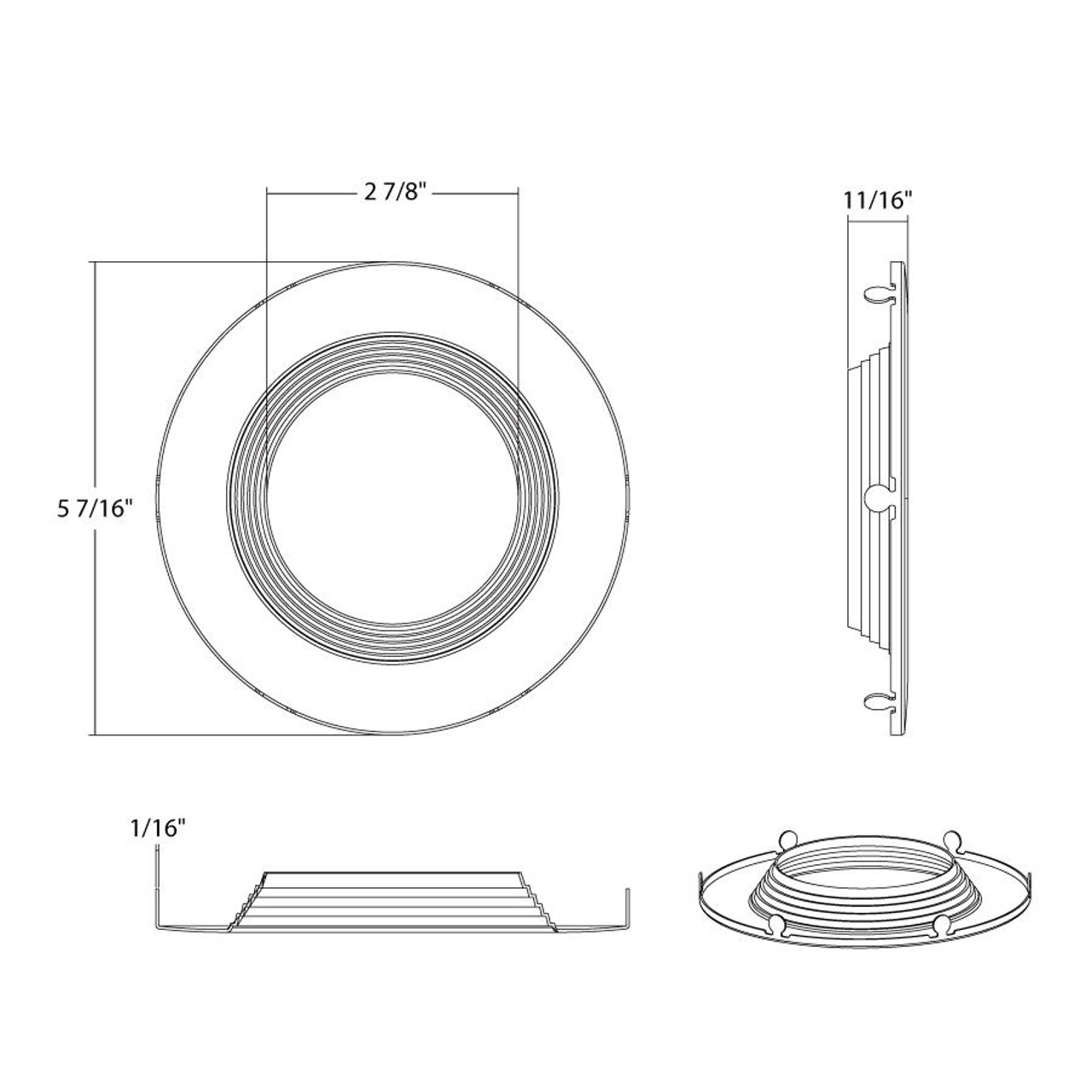 DLTRIM/R4RB-B-L Recessed Retrofit Downlight Trim 4" Round Baffle Black