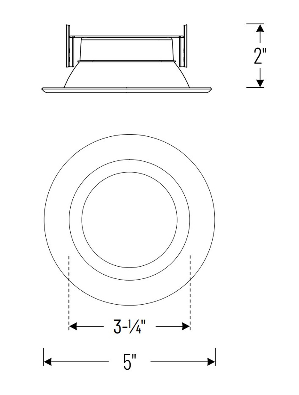 NOXAC-43250WW/HL 4" AC Onyx LED Retrofit Baffle 1000LM / 14.5W 5000K White Line Drawing