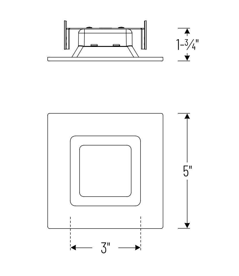 NOXAC-43640WW/HL 4" AC Onyx Hl Square 4000K Line Drawing