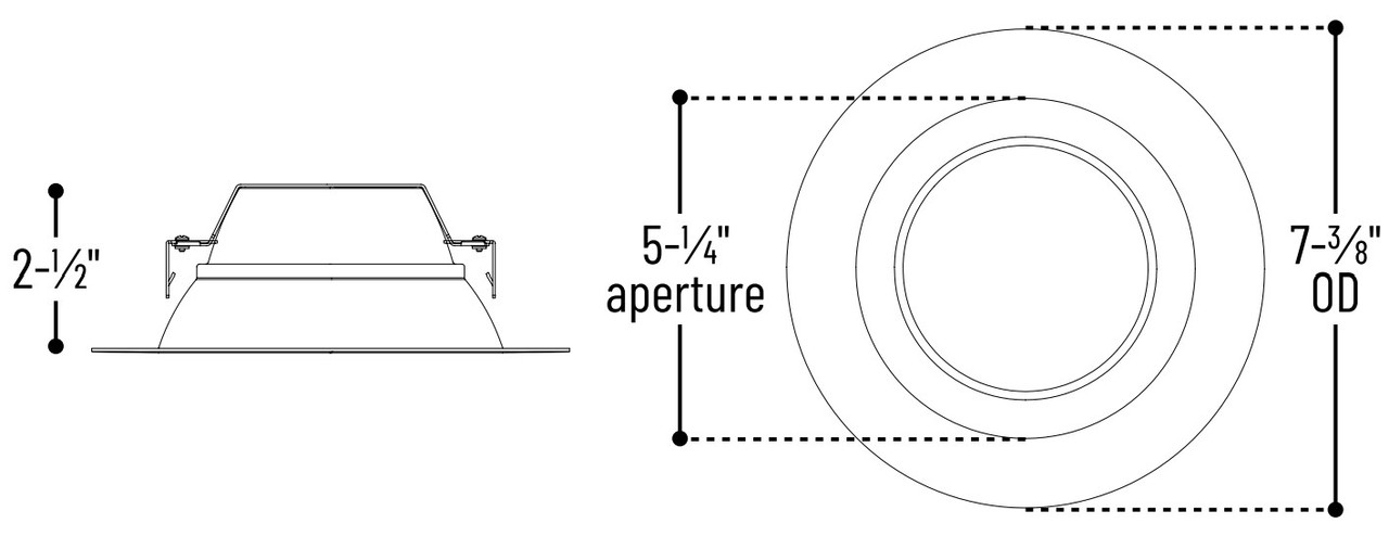 NOXAC-563130WW/HL 5"/6" AC Onyx LED Retrofit Reflector 1150LM / 15.5W 3000K Line Drawing