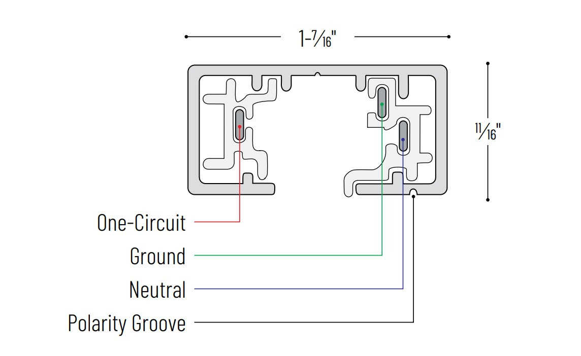 NT-331W 12' Track 1 Circuit White Line Drawing