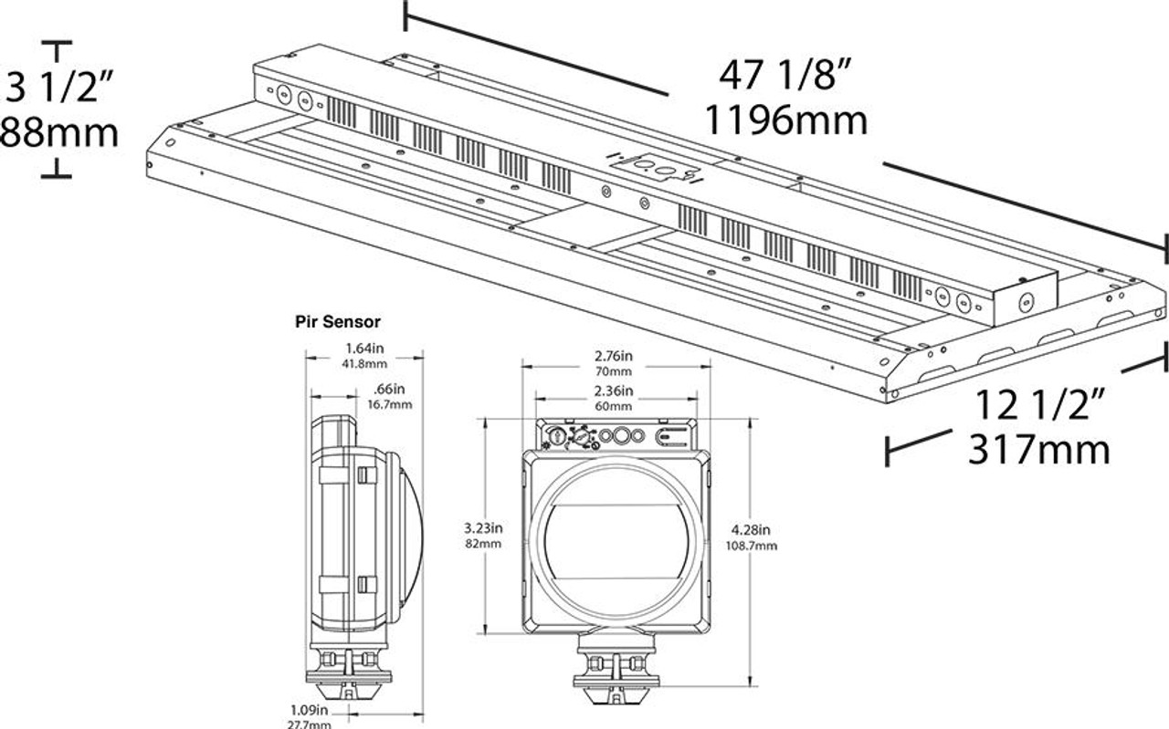 ARBAY4-360N/PIR/8C Aerobay 4FT 360W 4000K 120-277V Dimmable Passive Infrared Sensor