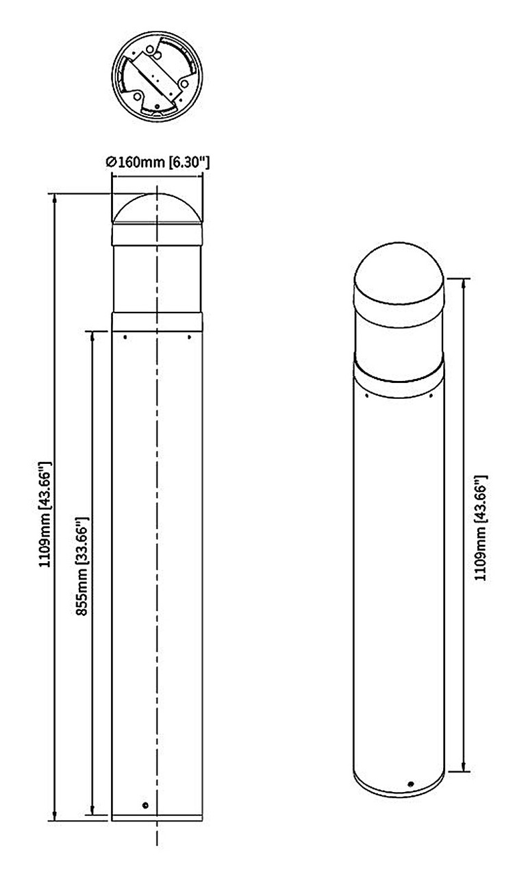 B17D Bollard B17 24/19/14W 5000K/4000K/3000K Round-dome Bronze