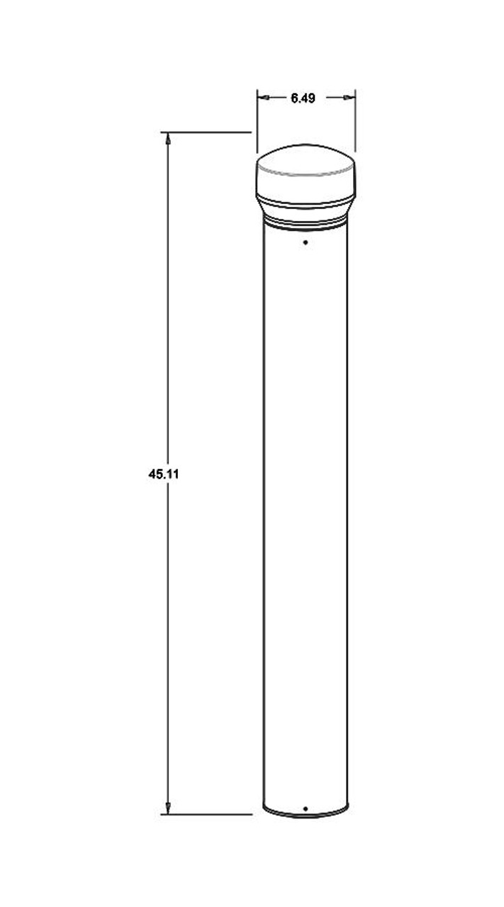 BDLEDR24NK/480/D10 Bollard Dome 42" 24W 480V Dimmable LED Neutral Black