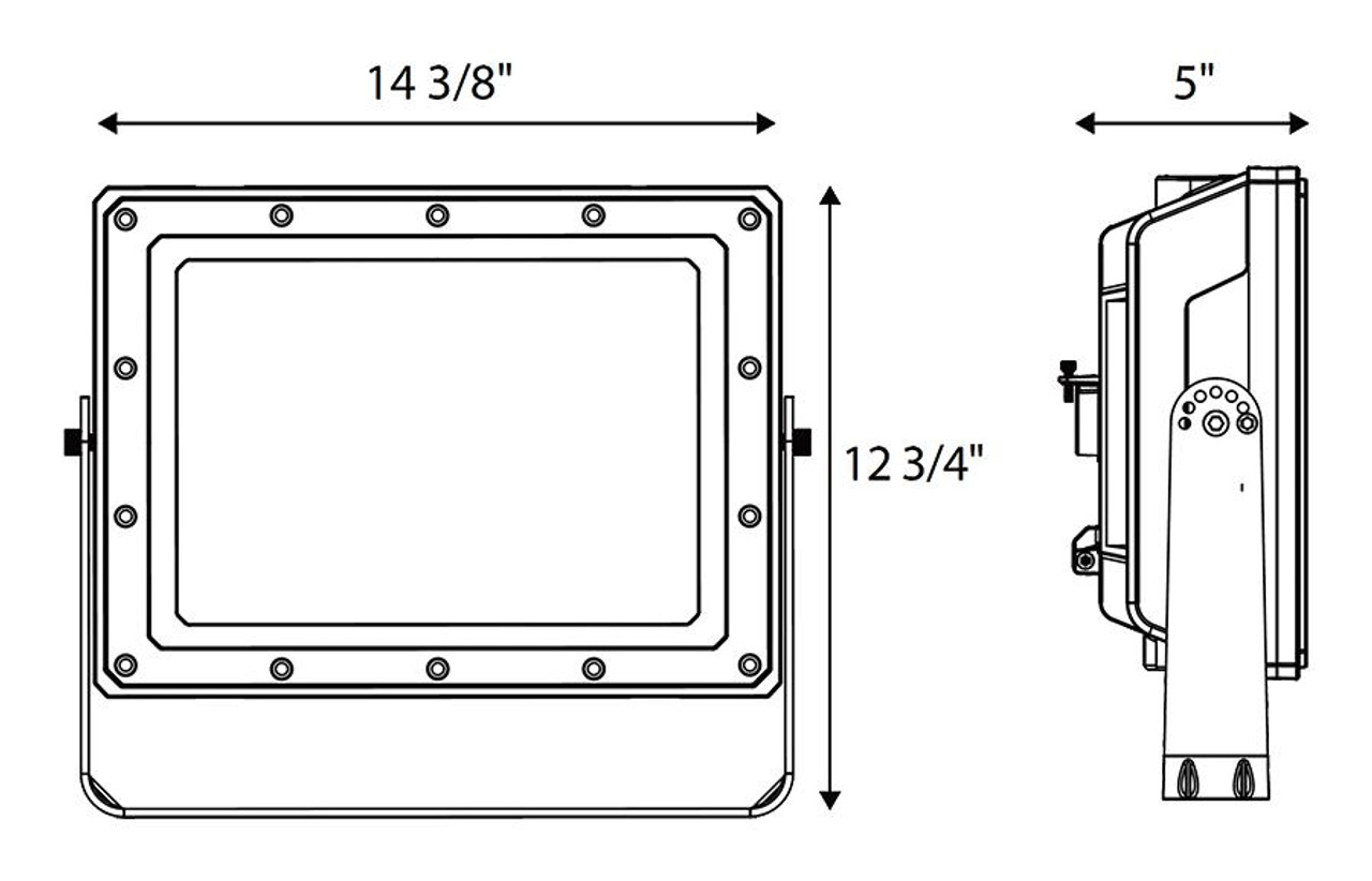 HAZFFLED150480  Hazardous Flood Medium 150W 5000K 480V Yoke Mount Gray