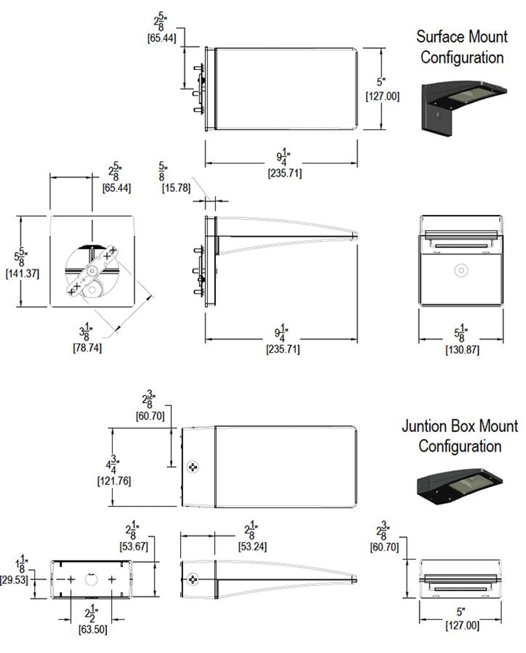 WPLED13YPCS2  Wallpacks 1517 Lumens WPLED LED WPLED 13W Warm Junction Box 277V