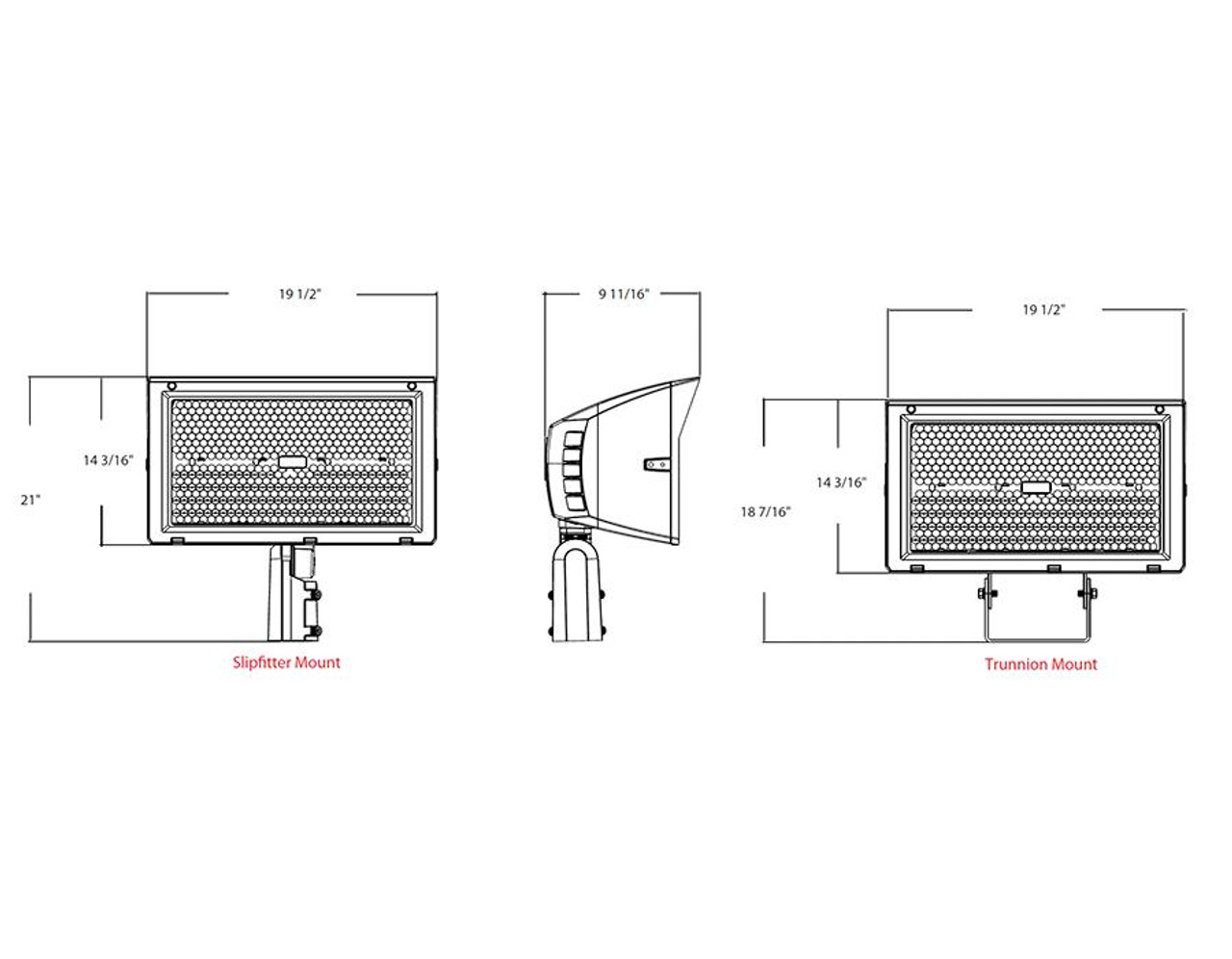 X22420  X22 Flood 420/380/340/300W 7HX6V Slipfitter+trunnion 3000/4000/5000K