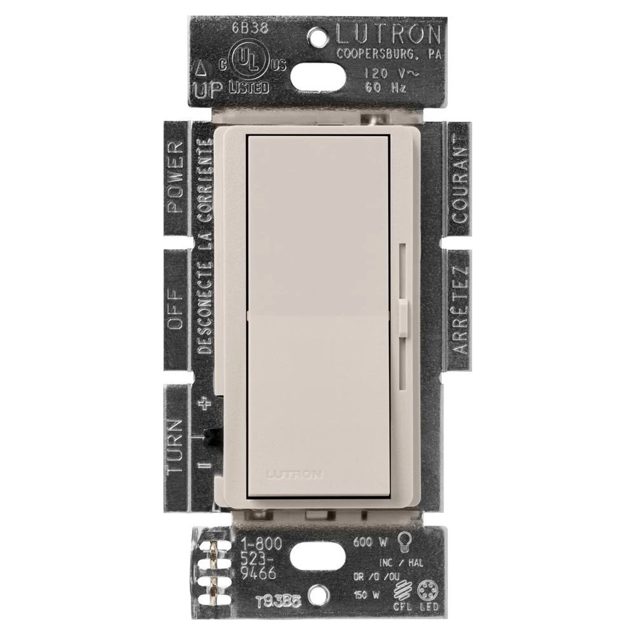 DVSCFSQ-F-TP  Lutron Diva 3-SPEED 1.5A Fan Control, SINGLE-POLE/3-WAY, Taupe